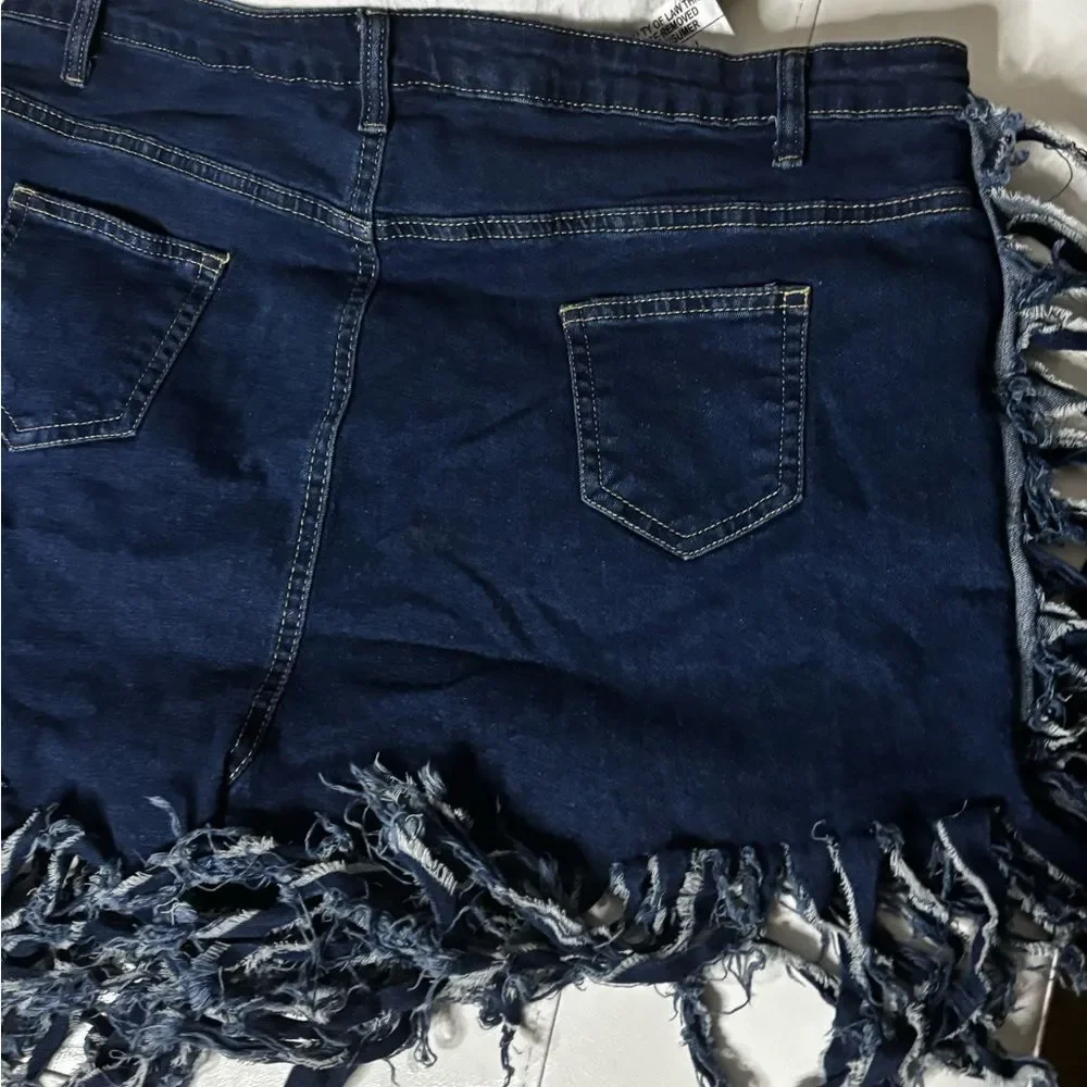 Fringed Denim Skirt
